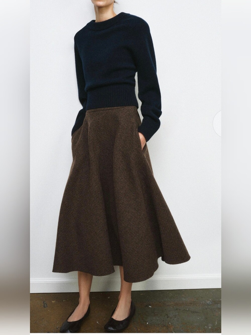 Zara WOOL BLEND CAPE SKIRT HOUNDSTOOTH (S) - Picture 2 of 7